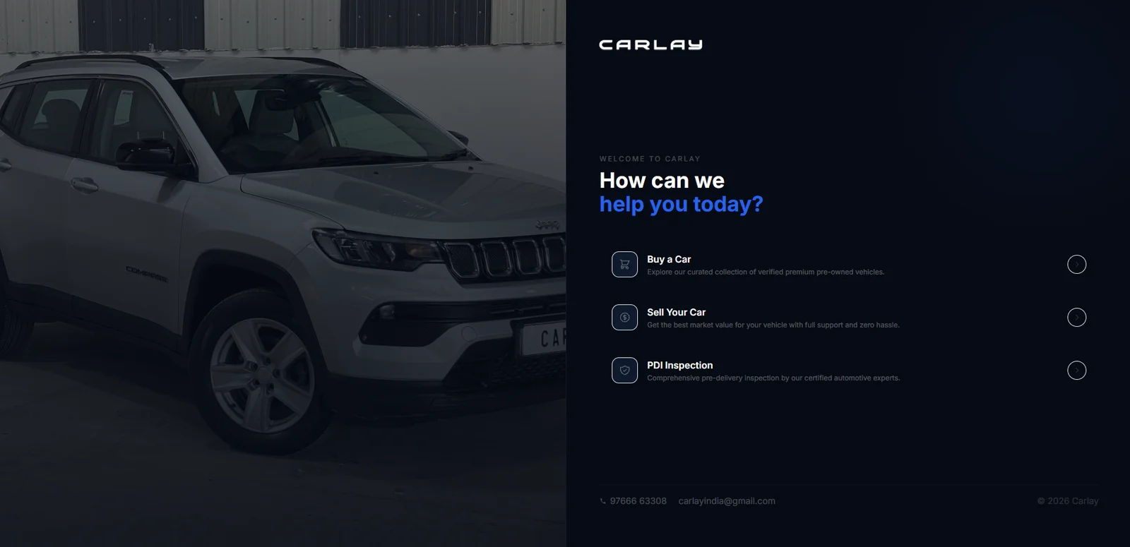 Carlay pre-owned car marketplace, desktop view